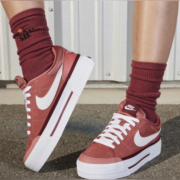 Nike Court Legacy Lift Adobe Team Red Sneakers Size 7 Like New - Picture 1 of 12